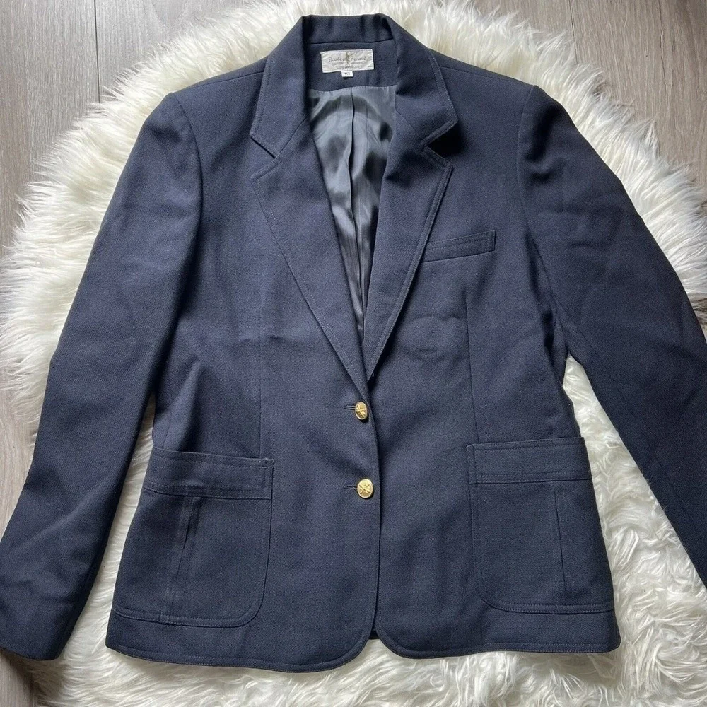 Academy Award Career Apparel Mens Navy Blue Blazer Gold Crest Buttons Size 10